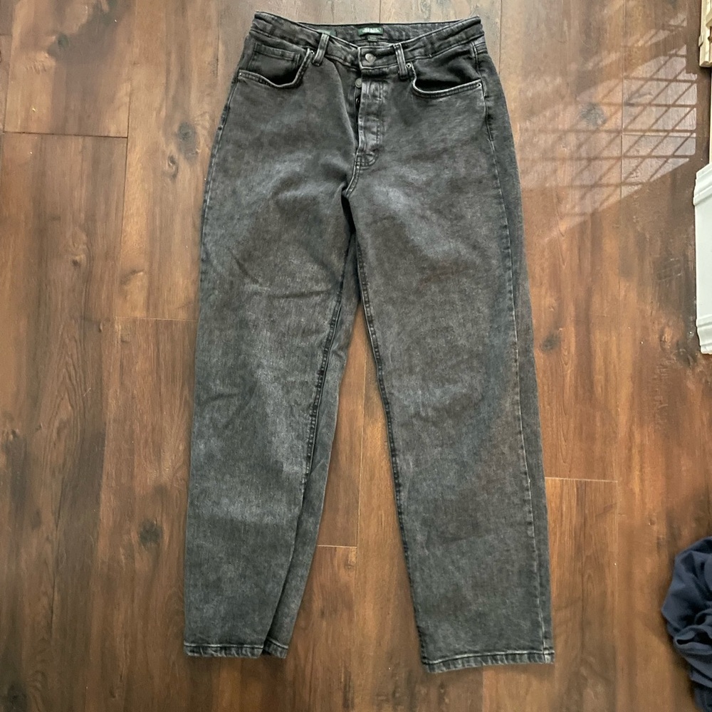 Black Washed Straight Leg Jeans